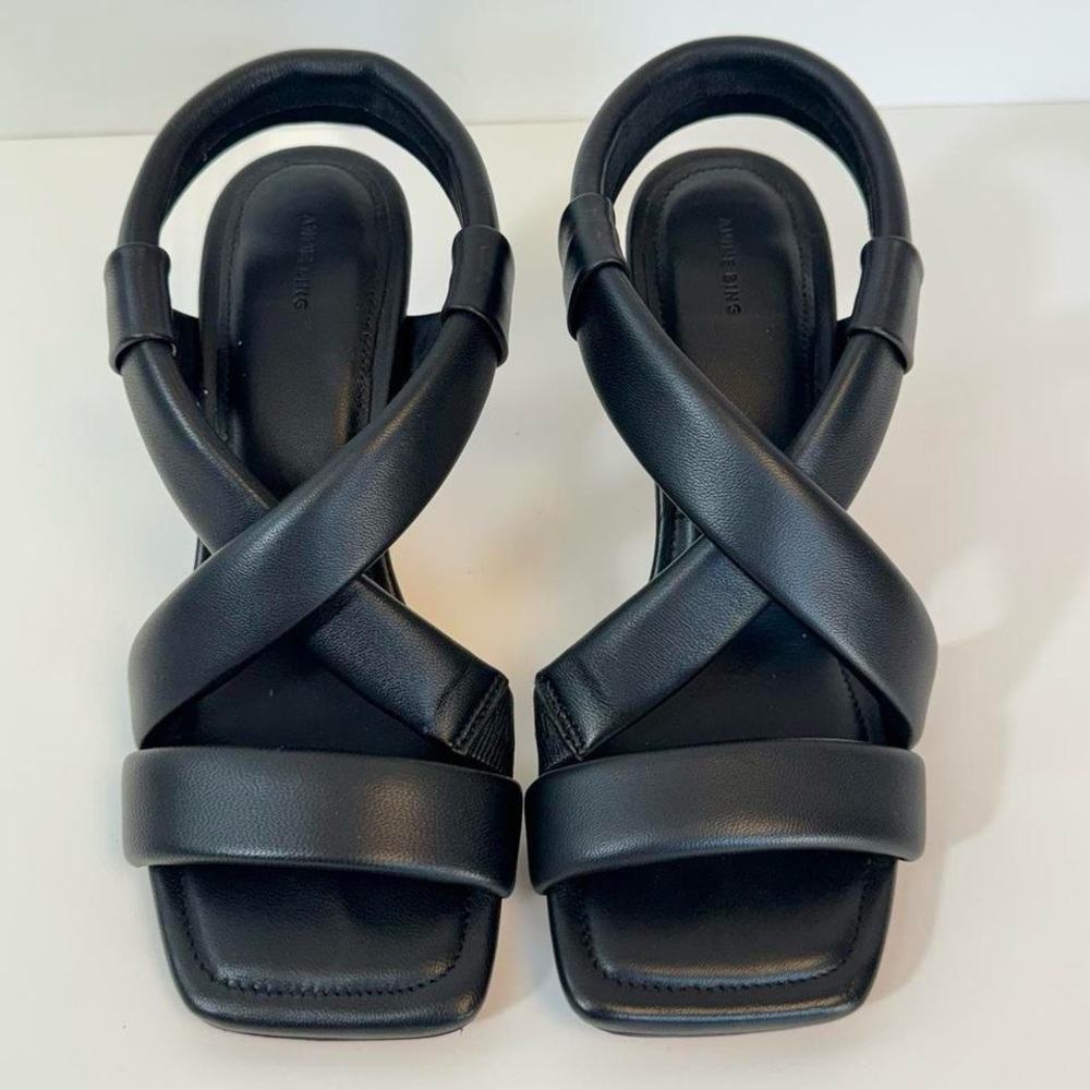 Anine Bing Black Leather Strappy Sandals Size 36 - Picture 3 of 7